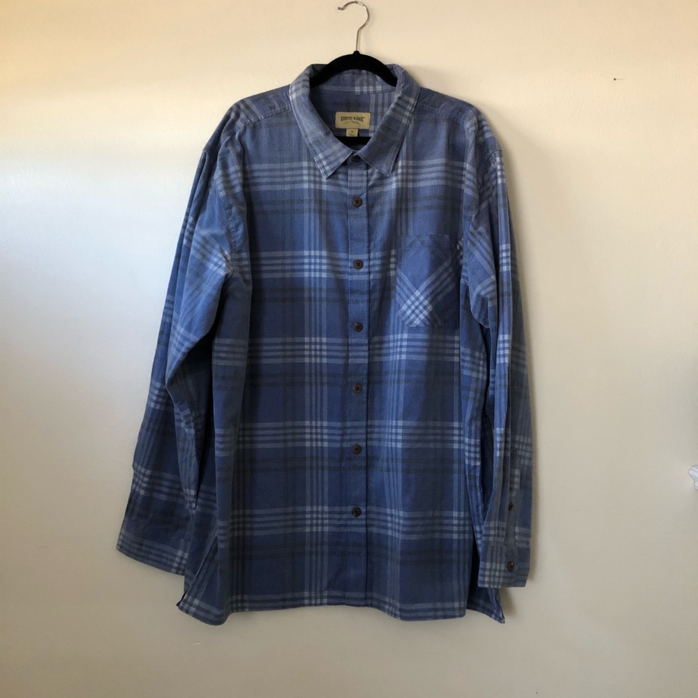 Men’s Rustic Ridge Blue Plaid Corduroy Button Up -Shirt NWOT Size 2X